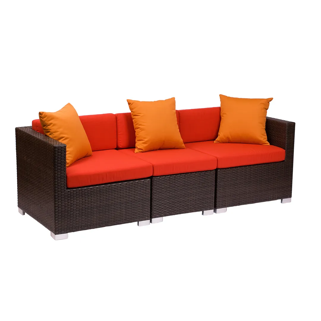 BFM Seating PH5101JV-R Aruba Sofa, with Right Arm, Synthetic Wicker Back & Seat