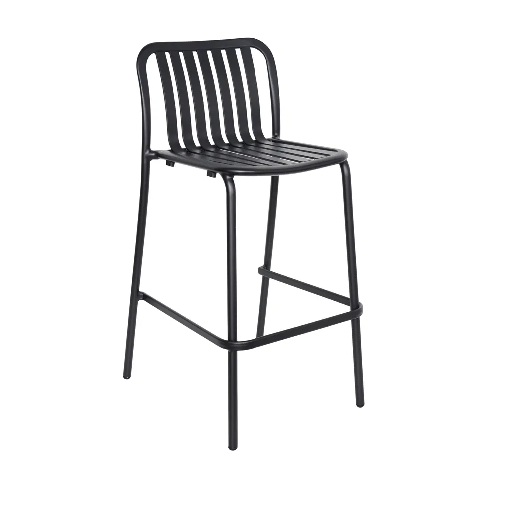 BFM Seating PHKWBS-BL Key West Stacking Bar Stool, Vertical Slat Design