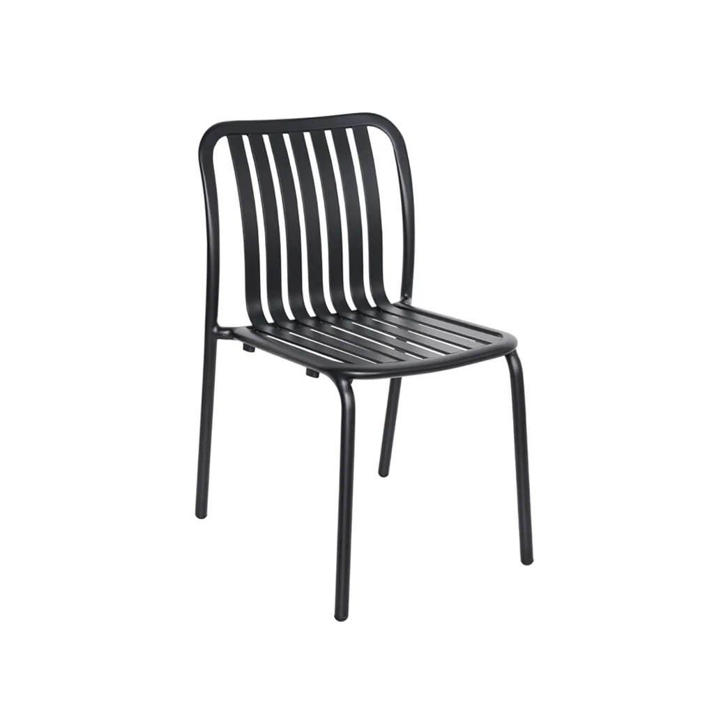 BFM Seating PHKWSC-BL Key West Stacking Side Chair, Vertical Slat Design