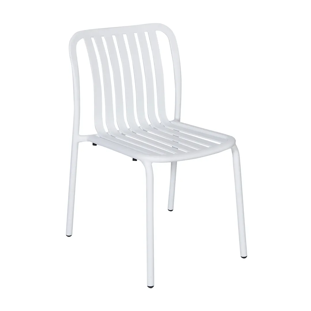 BFM Seating PHKWSC-WH Key West Stacking Side Chair, Vertical Slat Design