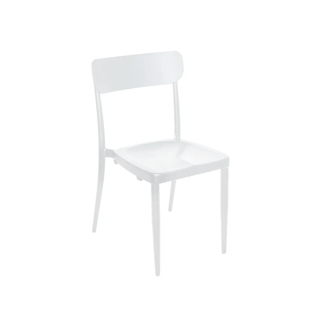 BFM Seating PHVSCWH Maui Stacking Side Chair, White Powder Coat Aluminum