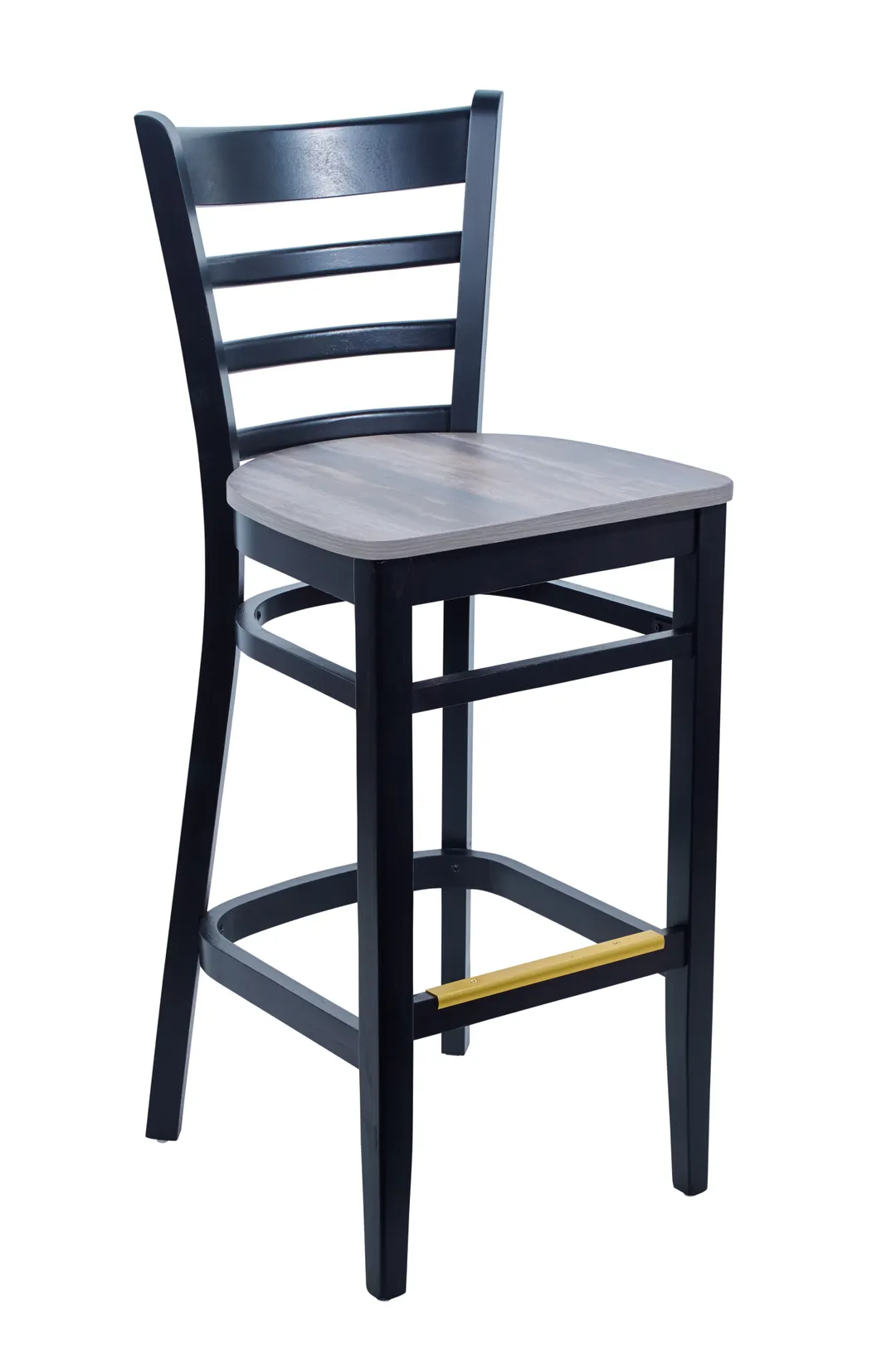 BFM Seating ZWB101BL R Berkeley Barstool, Ladder Back, Black Finish, Wood Frame, Footrest