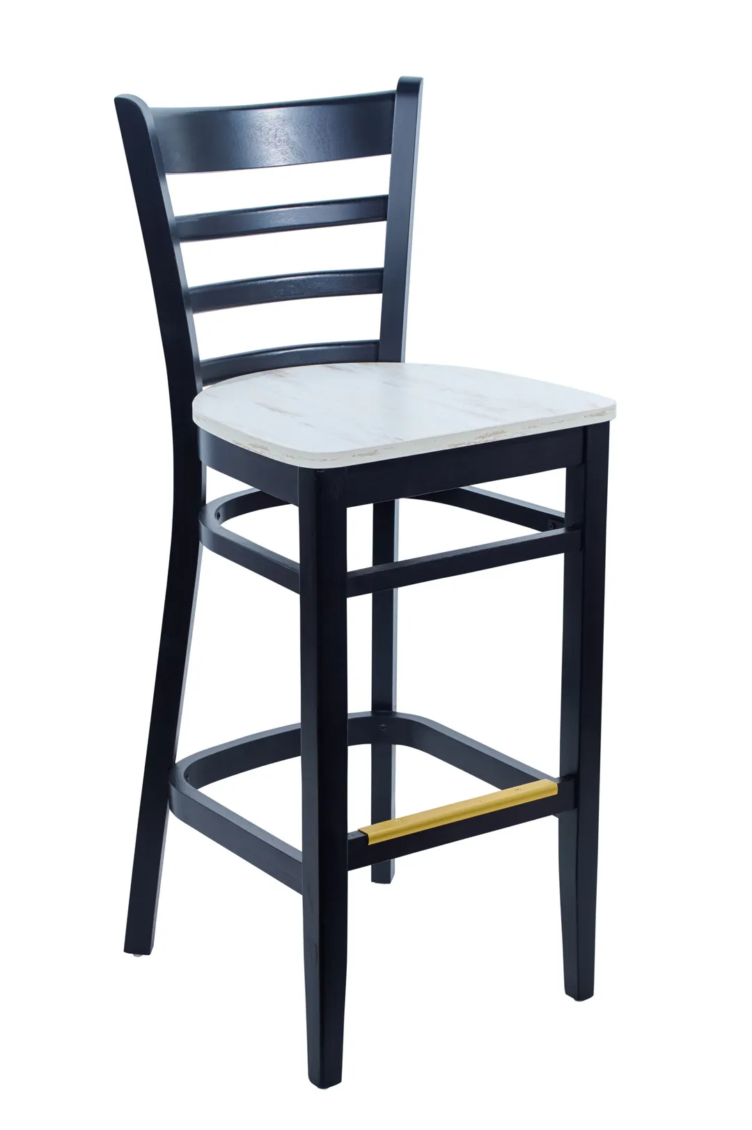 BFM Seating ZWB101BL R Berkeley Barstool, Ladder Back, Black Finish, Wood Frame, Footrest