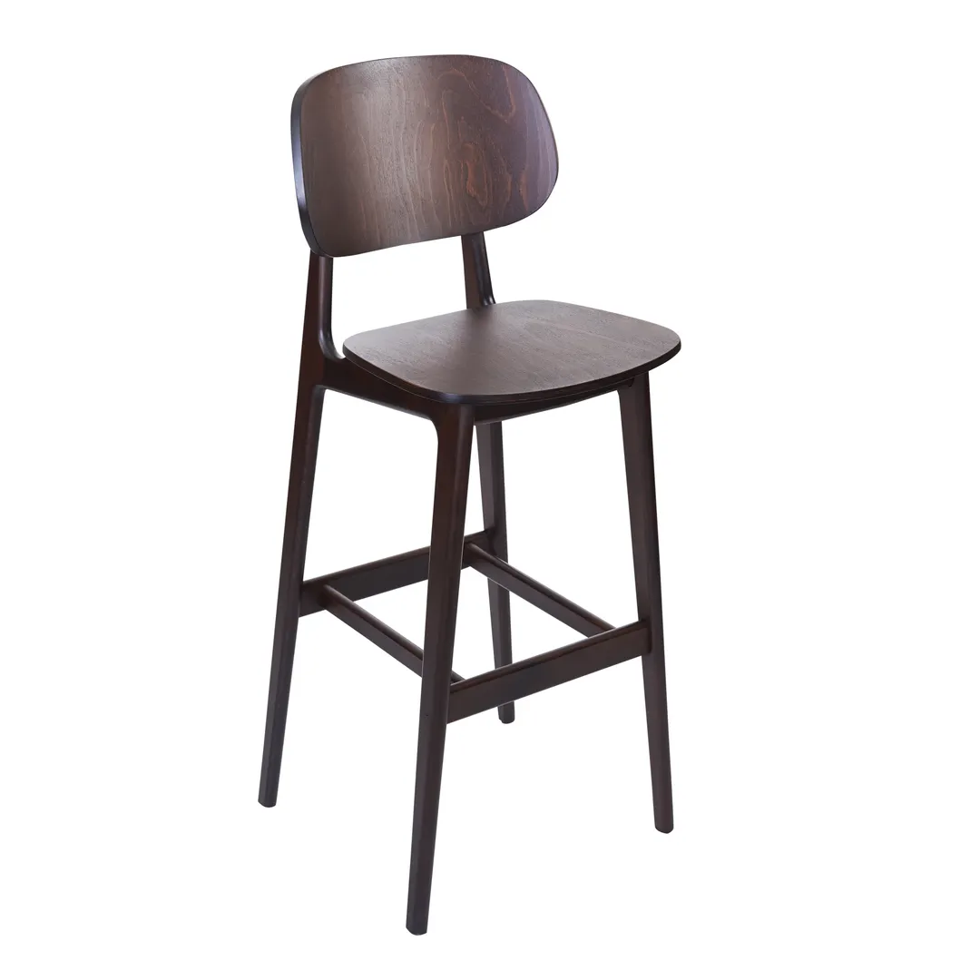BFM Seating ZWB22DW GR4 Emma Barstool, European Beechwood, Dark Walnut Finish, Upholstered Seat, Footrest