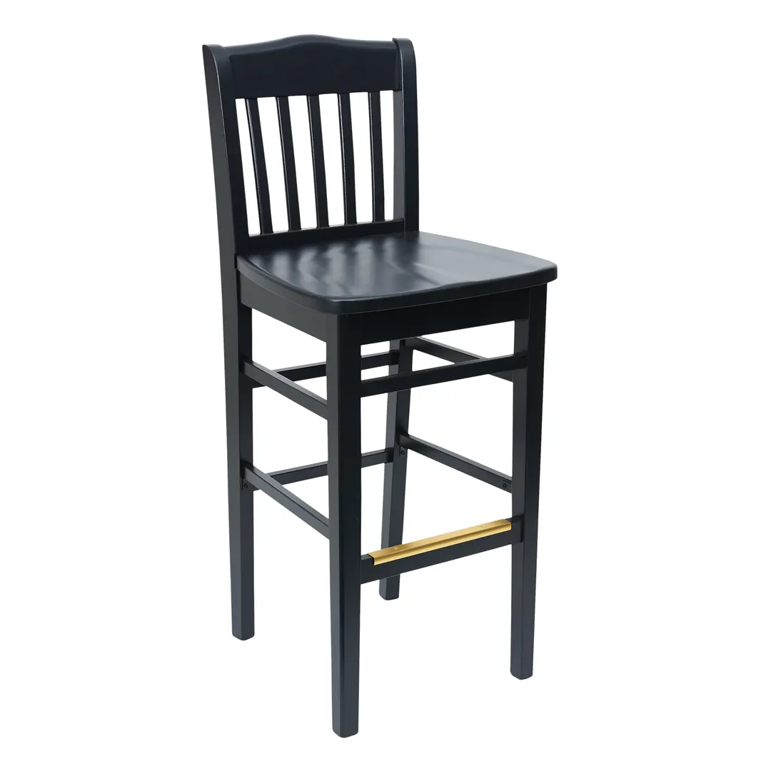 BFM Seating ZWB303BL GR3 Columbia Barstool, European Beechwood, Upholstered Seat, Black Stain, Slat Back