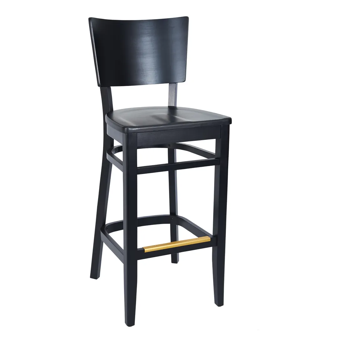 BFM Seating ZWB304BL GR4 Aston Barstool, Upholstered Seat, European Beechwood, Black Stain, Grade 4 Upholstery