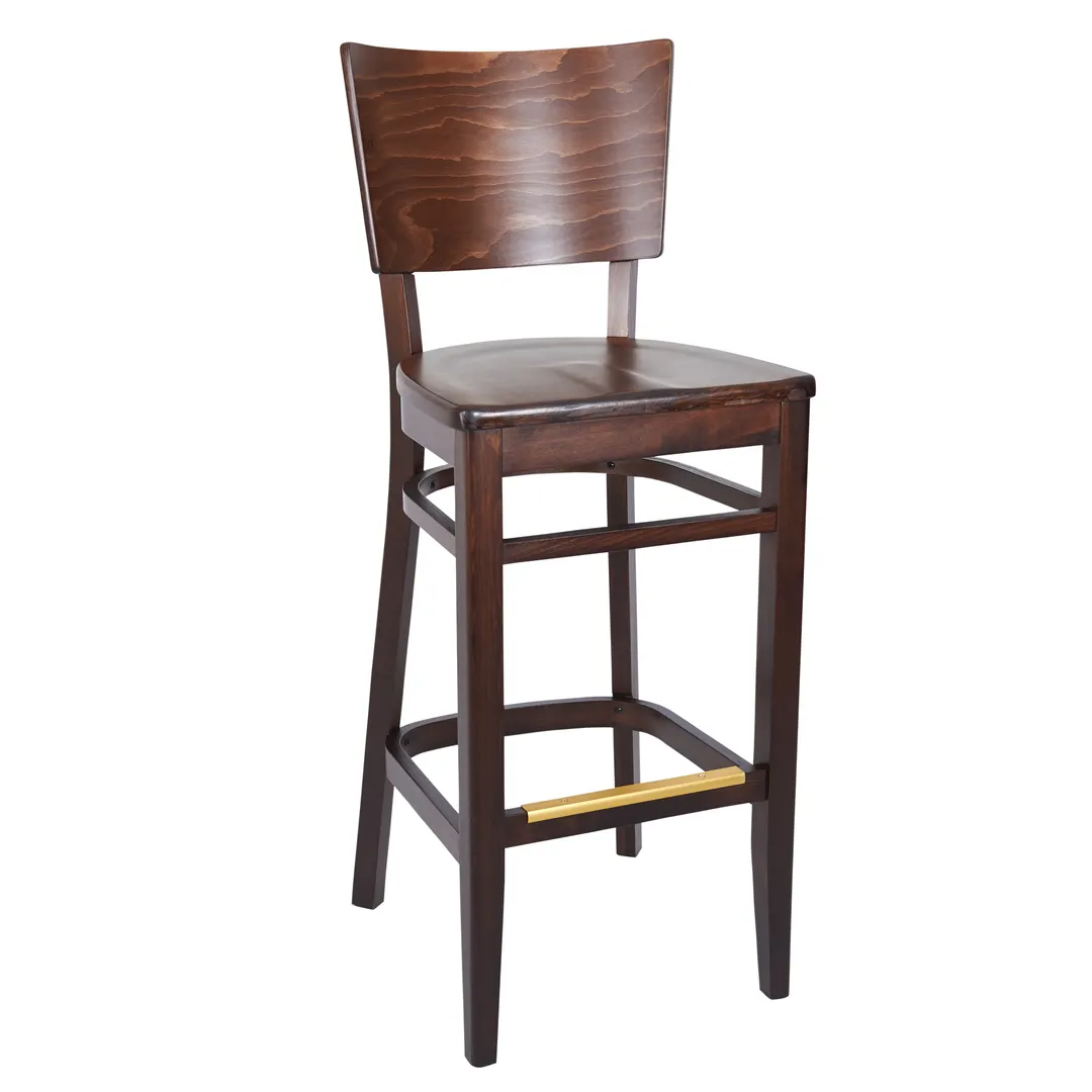 BFM Seating ZWB304DW GR4 Aston Barstool, Upholstered Seat, European Beechwood, Dark Walnut Finish, Grade 4 Upholstery