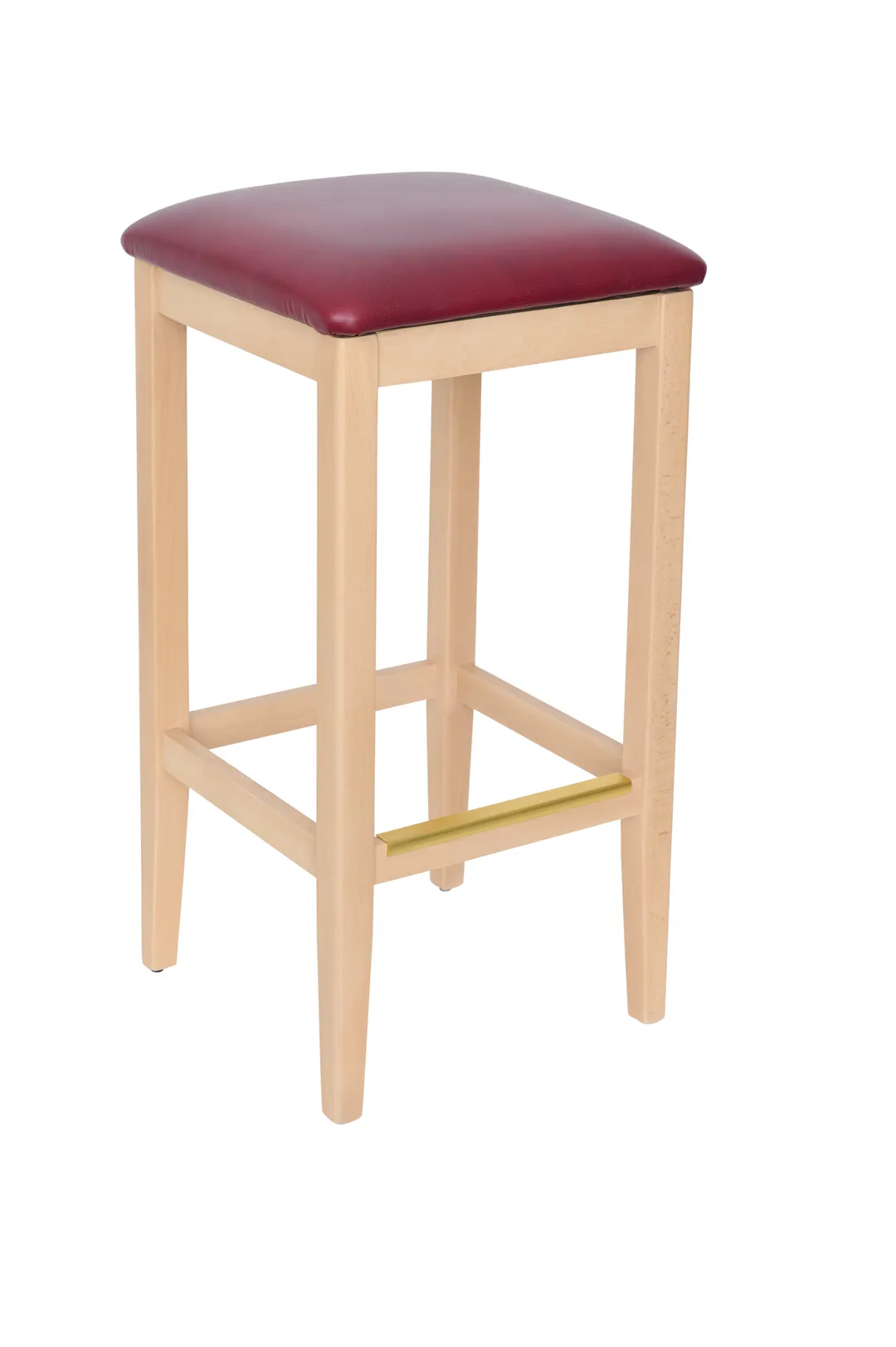 BFM Seating ZWB680NT GR1 Stockton Backless Barstool, Upholstered Seat, Wood Frame, Natural Finish, Grade 1 Upholstery