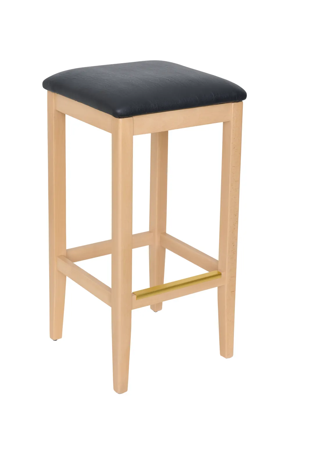 BFM Seating ZWB680NT GR1 Stockton Backless Barstool, Upholstered Seat, Wood Frame, Natural Finish, Grade 1 Upholstery
