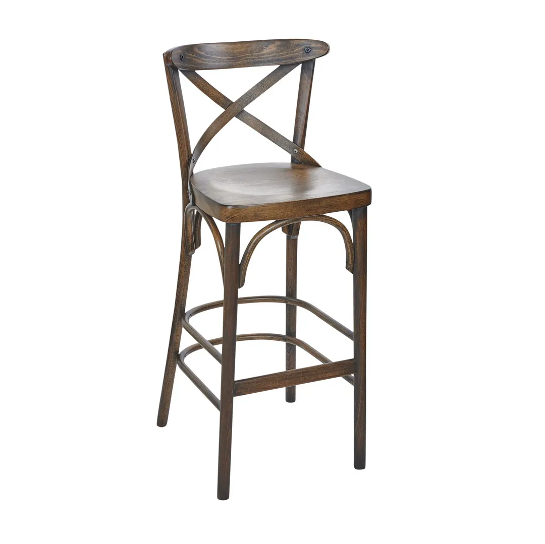 BFM Seating ZWB88-CS GR4 Sofia Barstool, Wood Back, Upholstered Seat, Cross Back, Grade 4 Upholstery