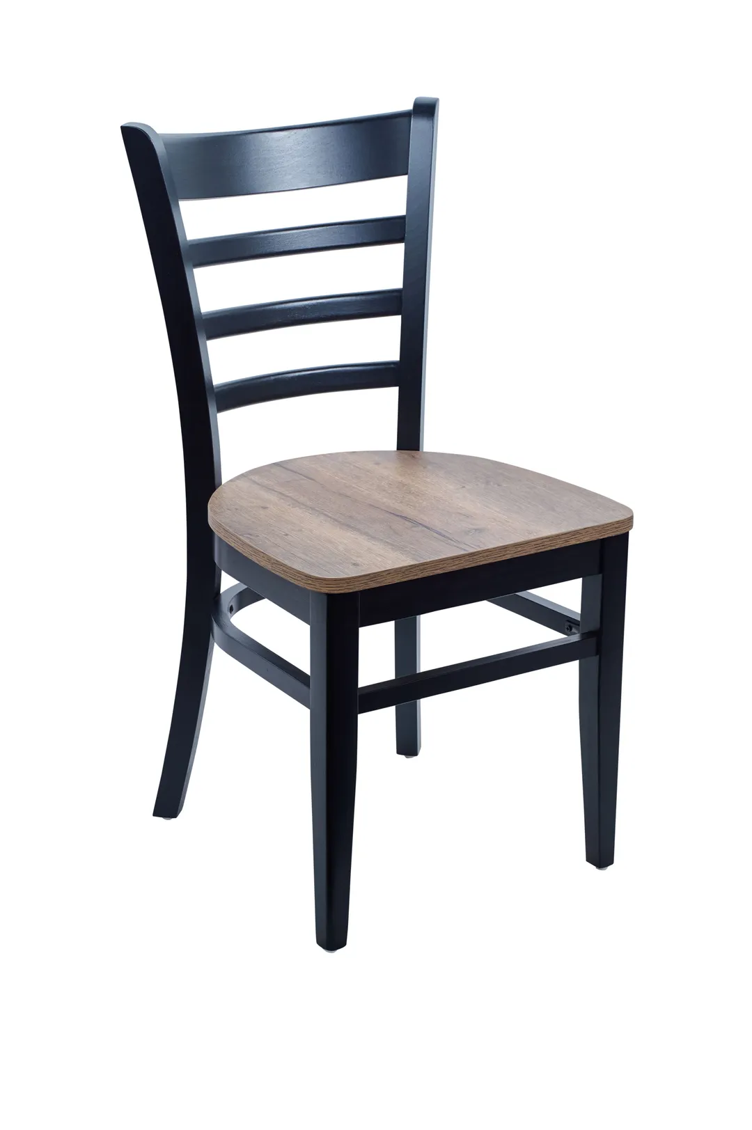 BFM Seating ZWC101BL W Indoor Berkeley Side Chair with Ladder Back, Black
