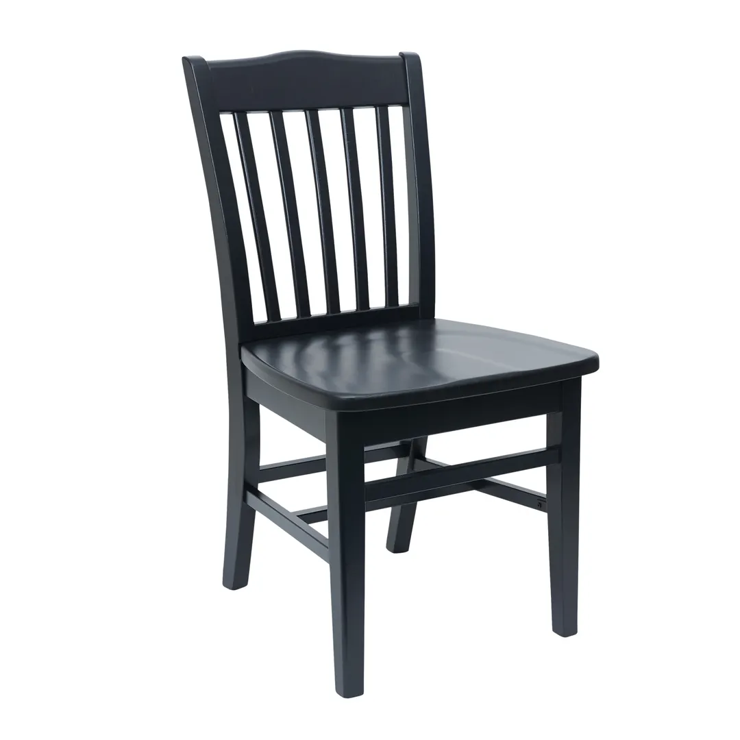 BFM Seating ZWC303BL-BL Indoor Columbia Side Chair with Solid Wood Seat, Black