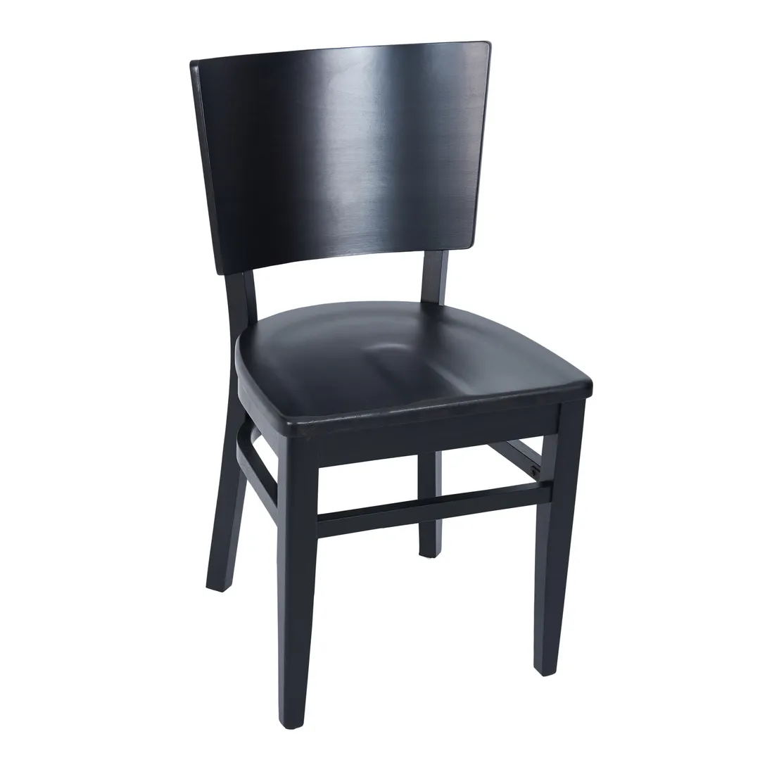 BFM Seating ZWC304BL GR3 Indoor Aston Side Chair with Upholstered Seat, Black