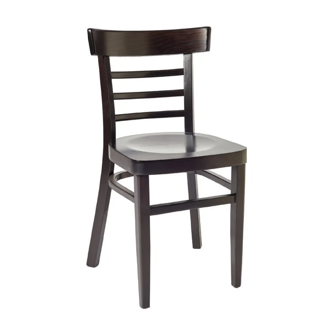 BFM Seating ZWC66BL GR4 Indoor Giulia Side Chair with Ladder Back and Upholstered Seat, Black