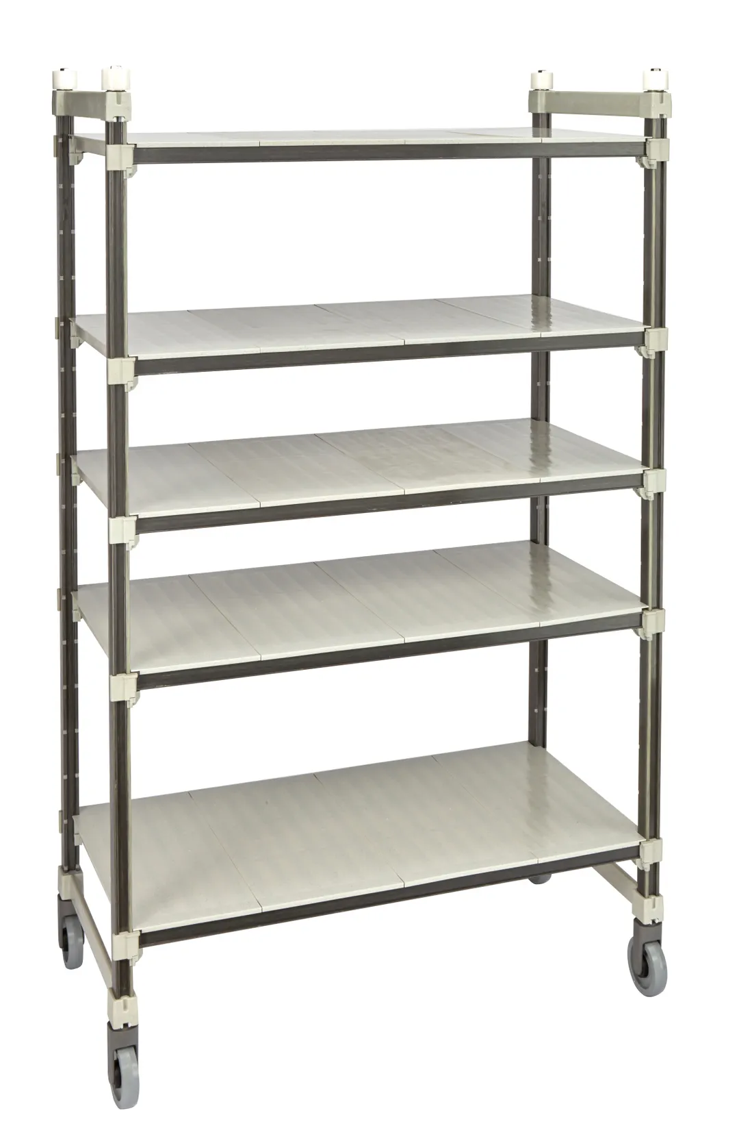 Cambro EMT214880S5480 Camshelving Elements XTRA 21"D x 48"L x 80"H 4-Tier Track Shelving System, 900 lbs, Speckled Gray