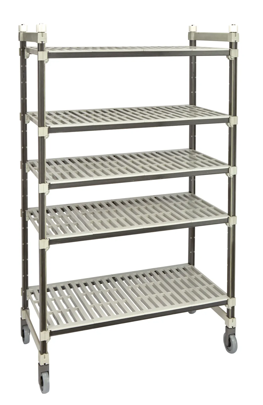 Cambro EMT215480V5480 Camshelving Elements XTRA 4-Tier Track Shelving System, 54"L x 21"D x 80"H, 900 lbs, Speckled Gray