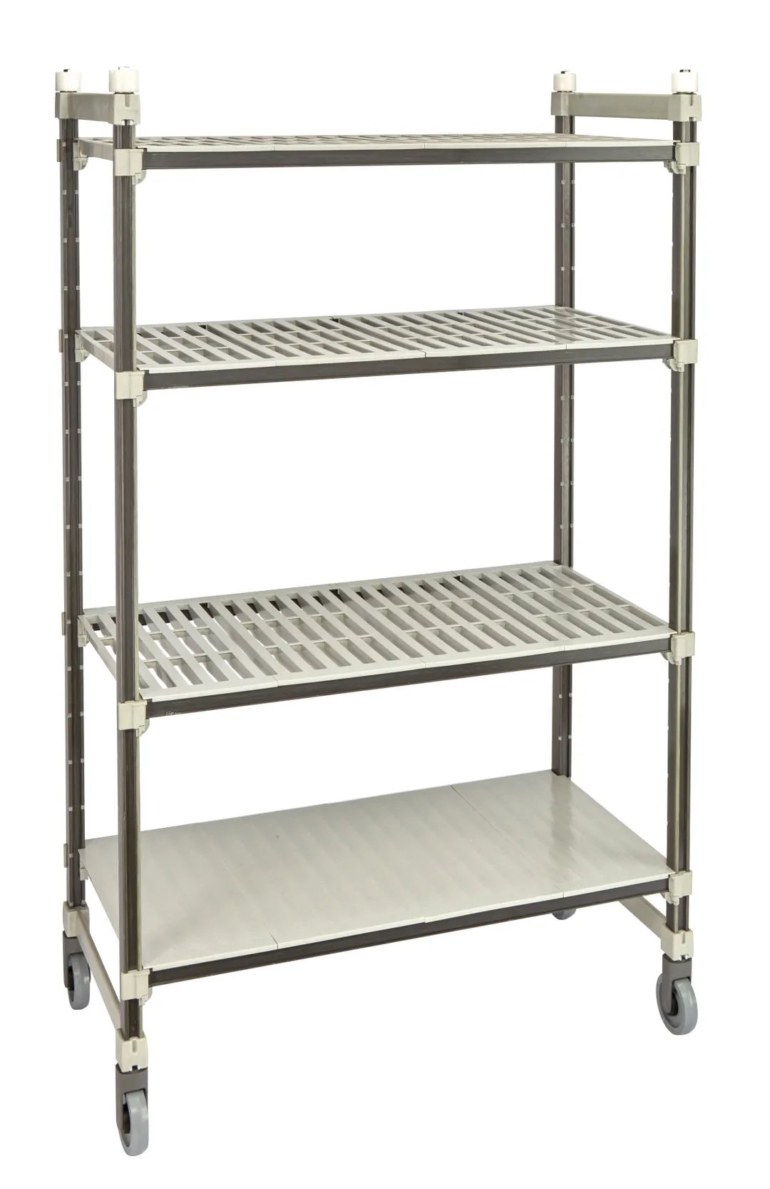 Cambro EMT216080VS4480 Camshelving Elements XTRA 80"H Track Shelving System, 60"L, 4-Tier, 900 lbs, Speckled Gray