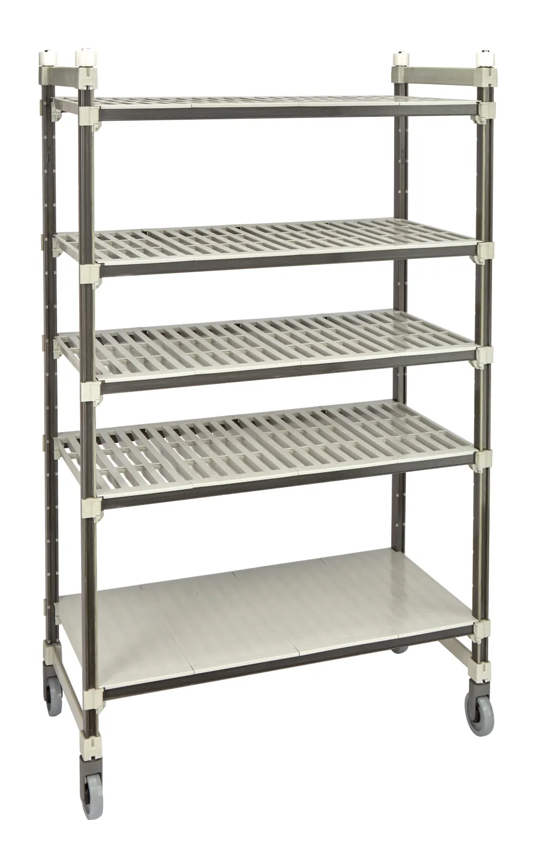 Cambro EMT216080VS5480 Camshelving Elements XTRA 80"H 4-Tier Track Shelving System, 900 lbs, Speckled Gray
