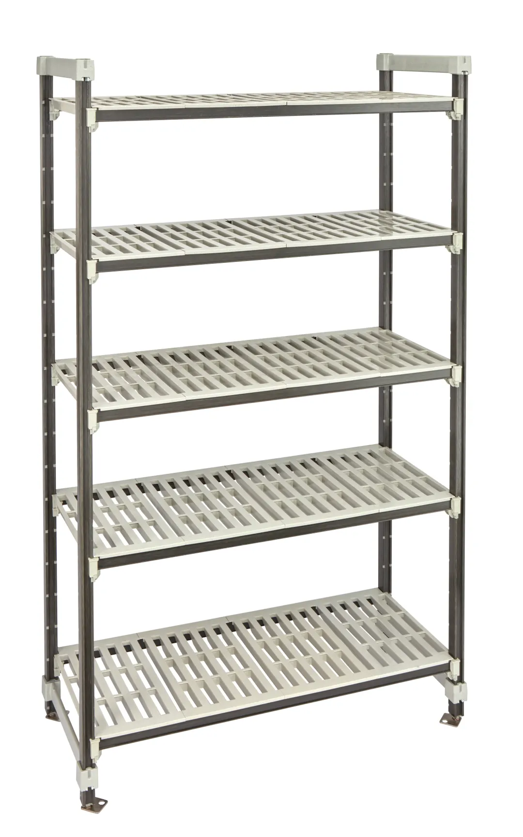 Cambro EST214281V5480 Camshelving Elements XTRA 4-Tier Track Shelving System, 42L x 21D x 81H, 2400 lbs, Speckled Gray