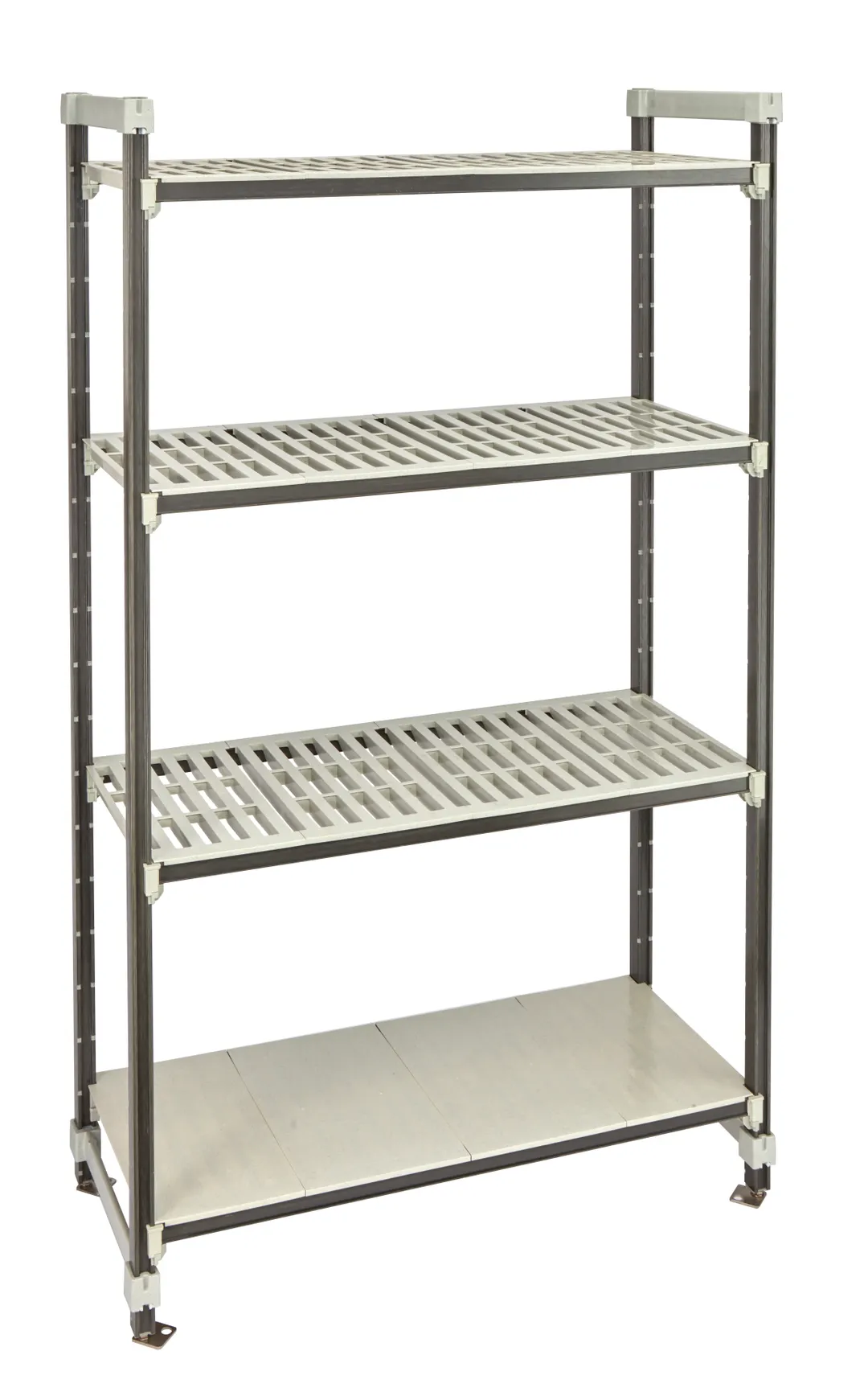Cambro EST214281VS4480 Camshelving Elements XTRA 81H 4-Tier Track Shelving, 2400 lbs, Speckled Gray