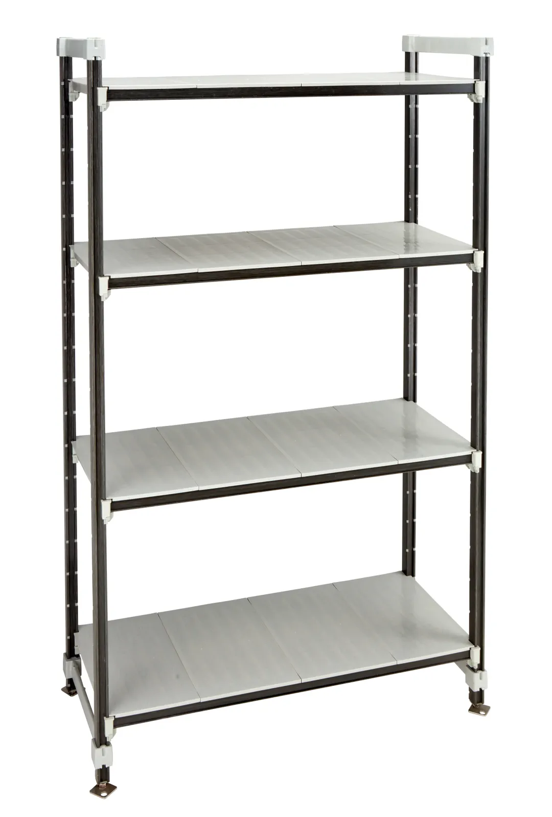 Cambro EST215481S4480 Camshelving Elements XTRA 4-Tier Track Shelving System, 21"D x 54"L x 81"H, 2400 lbs, Speckled Gray