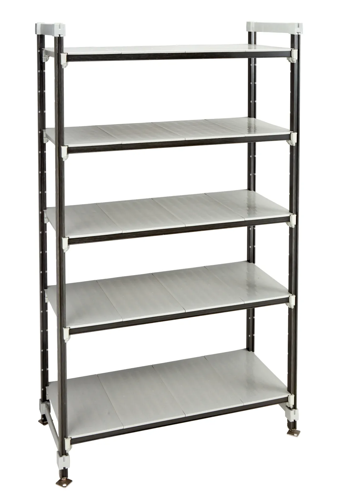 Cambro EST216081S5480 Camshelving Elements XTRA 81"H Track Shelving System, 4-Tier, 2400 lbs, Speckled Gray
