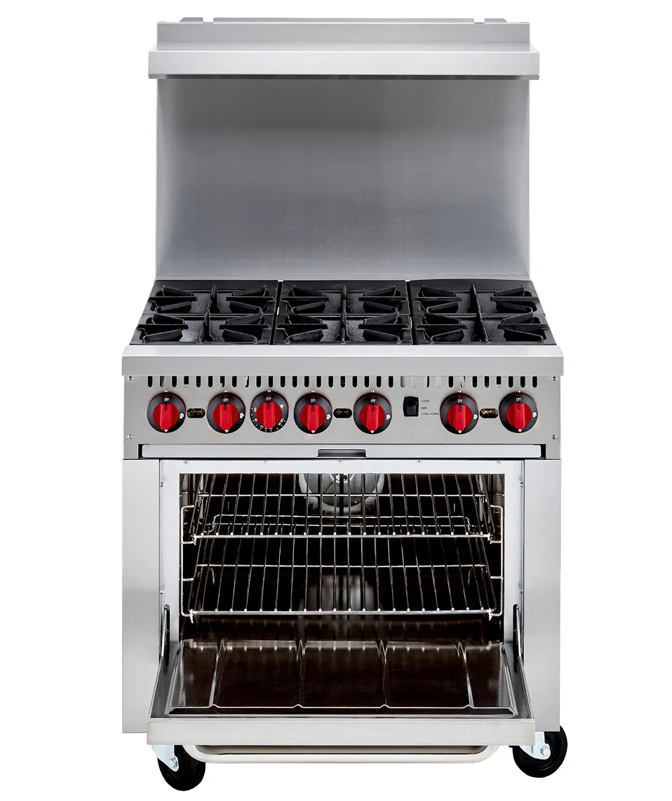 Iron Range IR-6B-C 36" Gas Restaurant Range w/ (6) Open Burners, (1) Convection Oven 180.000 BTU