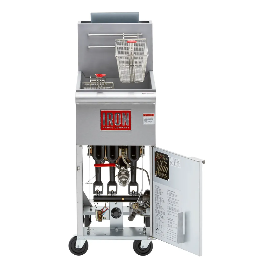 Iron Range IRF-40 NAT 15" Floor Model Natural Gas Full Pot Fryer, 40 lbs