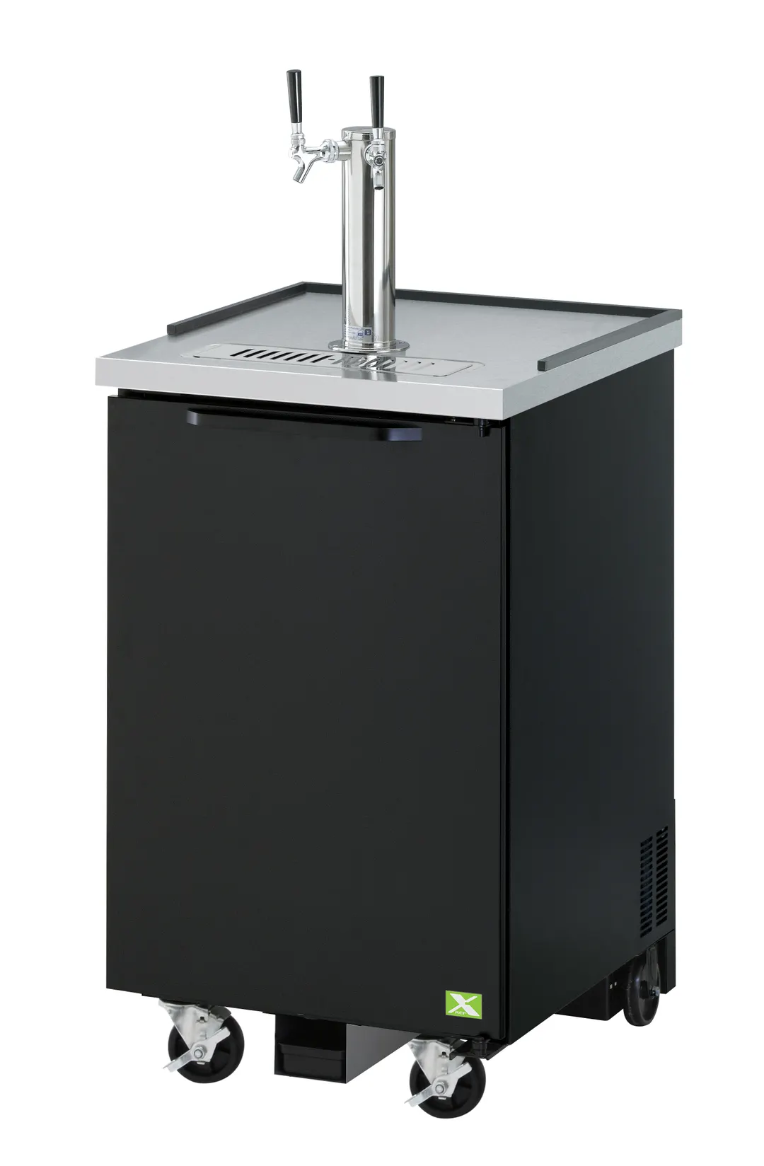 RefrigerationX XBD-1SB-N6 BeerTap 23-5/8"W×29-3/4"D×34-1/2"H Black 1/2 Barrel 1‑3 Taps R‑600a 115V