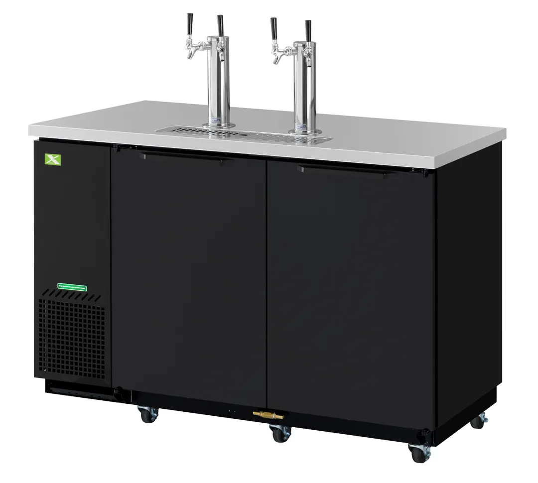 RefrigerationX XBD-2SB-N6 Draft Beer Tower, Black, 3" Columns, 1/2 Barrel AirCooled