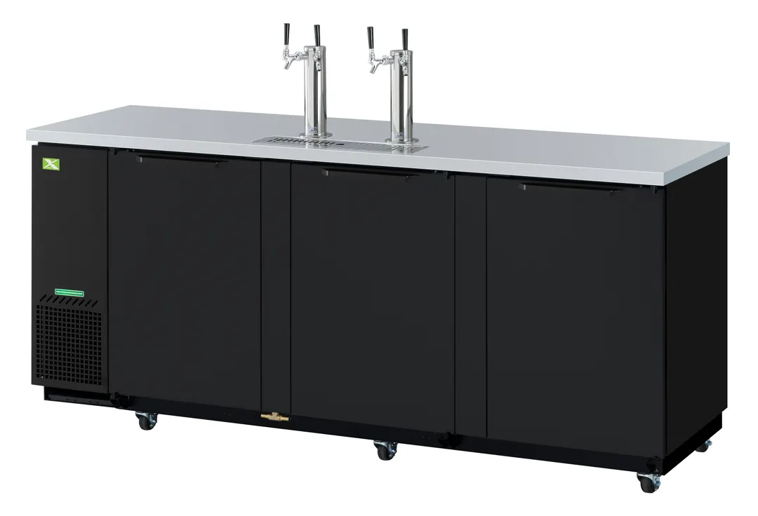 RefrigerationX XBD-4SB-N Draft Beer Tower 90×27×37" 4½‑Barrel Black Vinyl, 2 3" Towers, R‑290 115V
