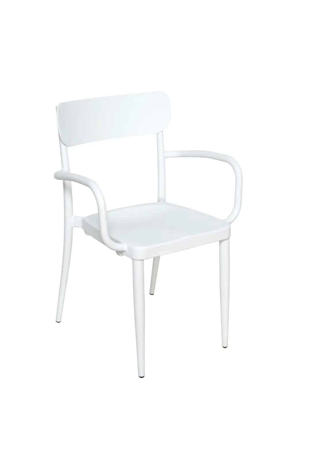 BFM Seating PHVACWH Maui Stacking Arm Chair, White Powder Coat Aluminum