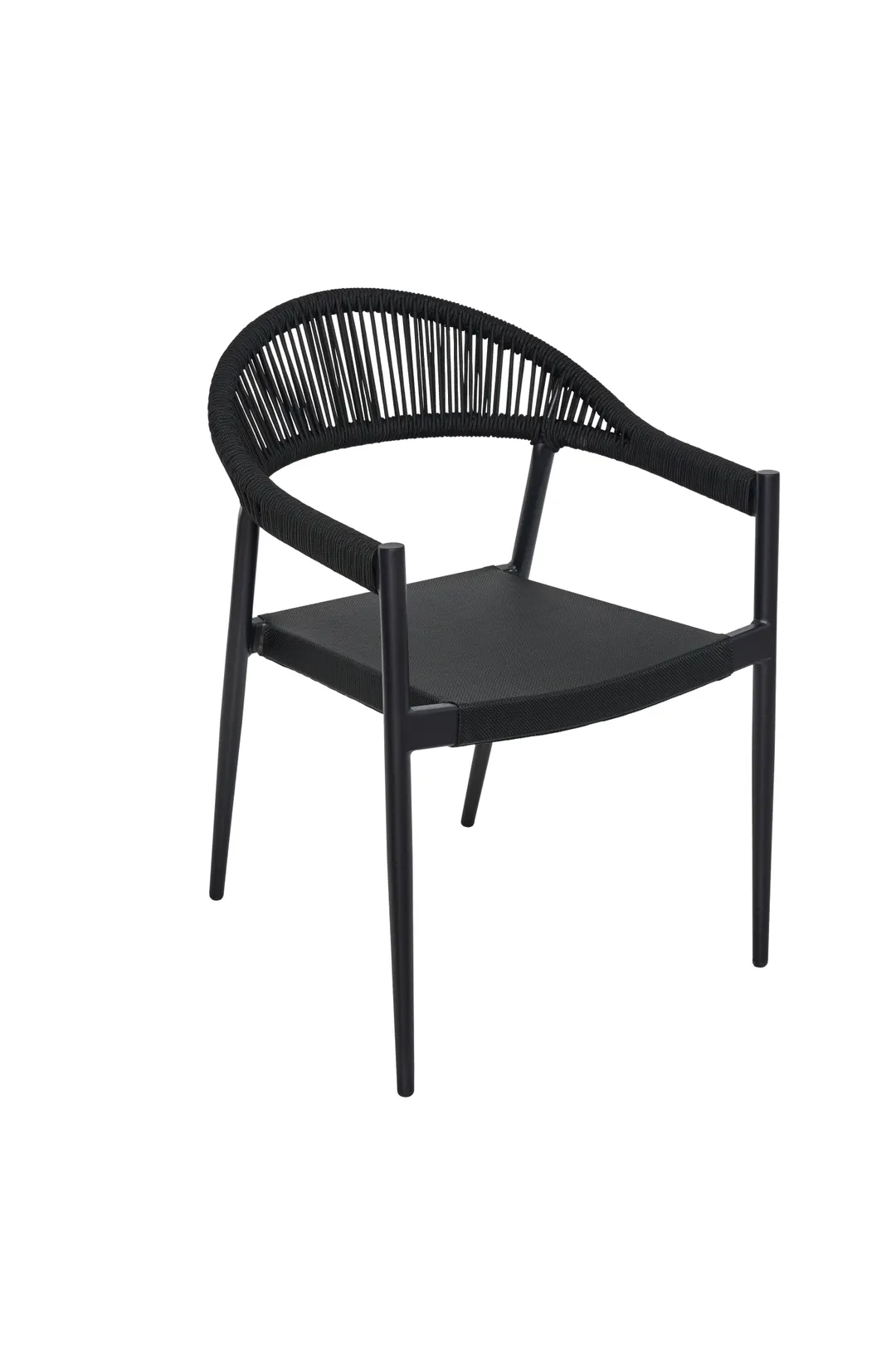BFM Seating PHXACBLBL Tahiti Stacking Arm Chair, Black Rope Back