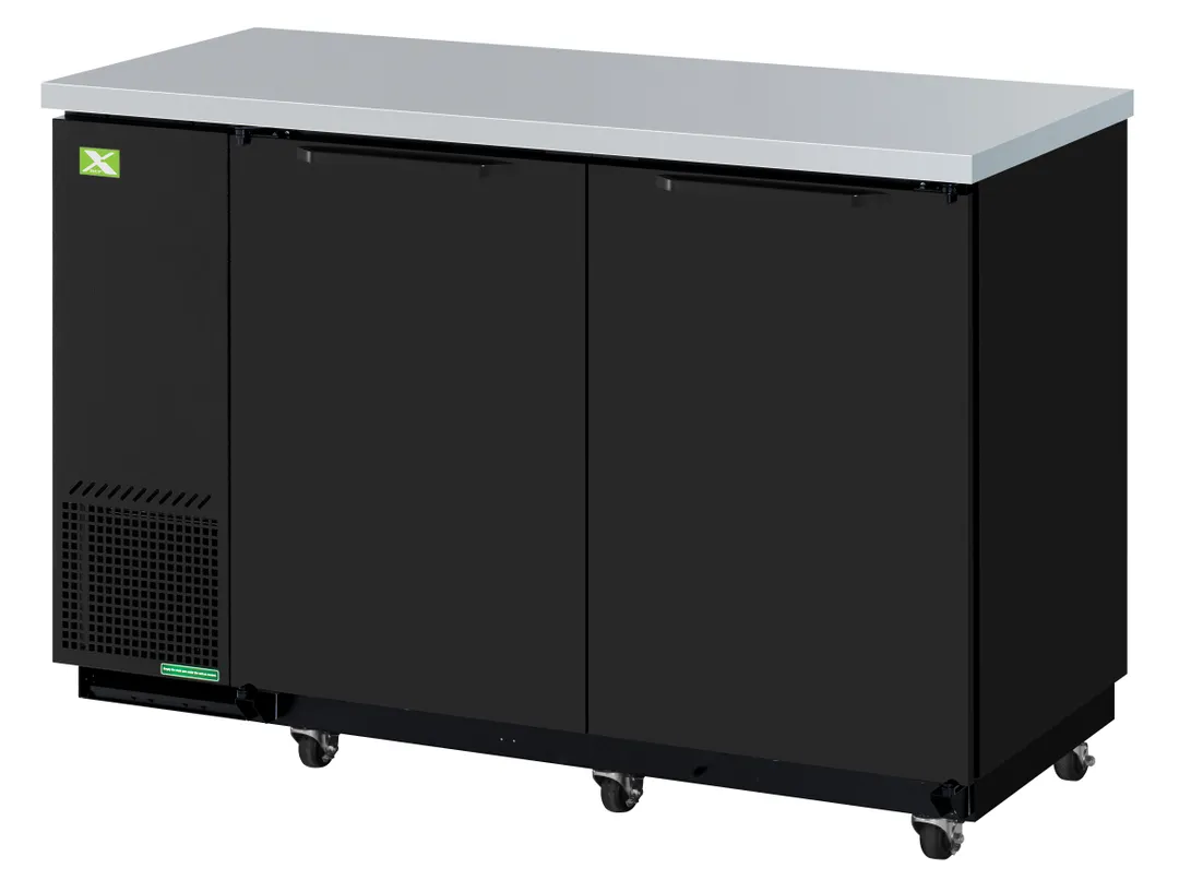 RefrigerationX XBB-2SB-N6, 58\" W X 27\" D X 37\" H, 19 Cu.ft., Black Vinyl, 2 Doors, Shelves, R-600a
