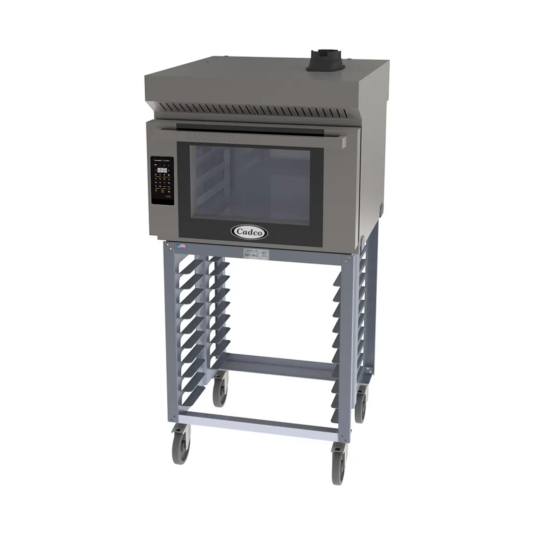Cadco BLS-4FLD-1H Single Full Size Electric Convection Oven w/ Ventless Hood and Stand,LED Control