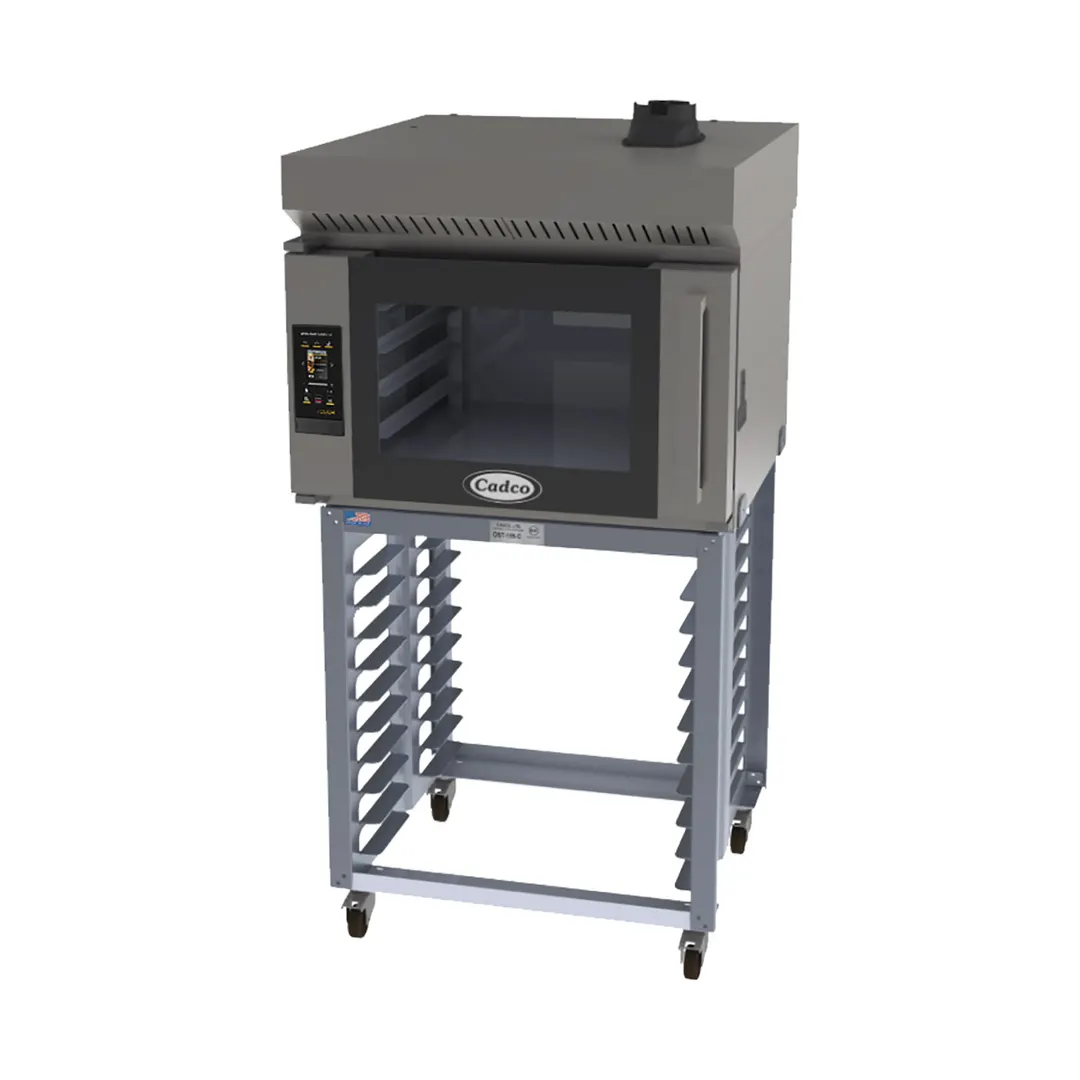 Cadco BLS-4FTR-1H Single Electric Convection Oven w/ Right Side Door, Ventless Hood, Stand, 208/240V