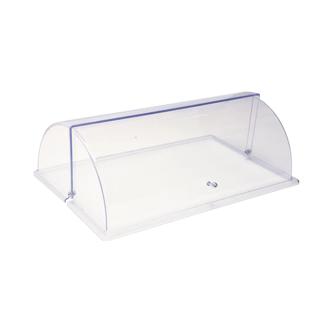 Cadco C-DPF2-HD Roll-Top Lid, 21.5x13.25, Eastman Tritan Copolyester, Clear, Metal Hinges