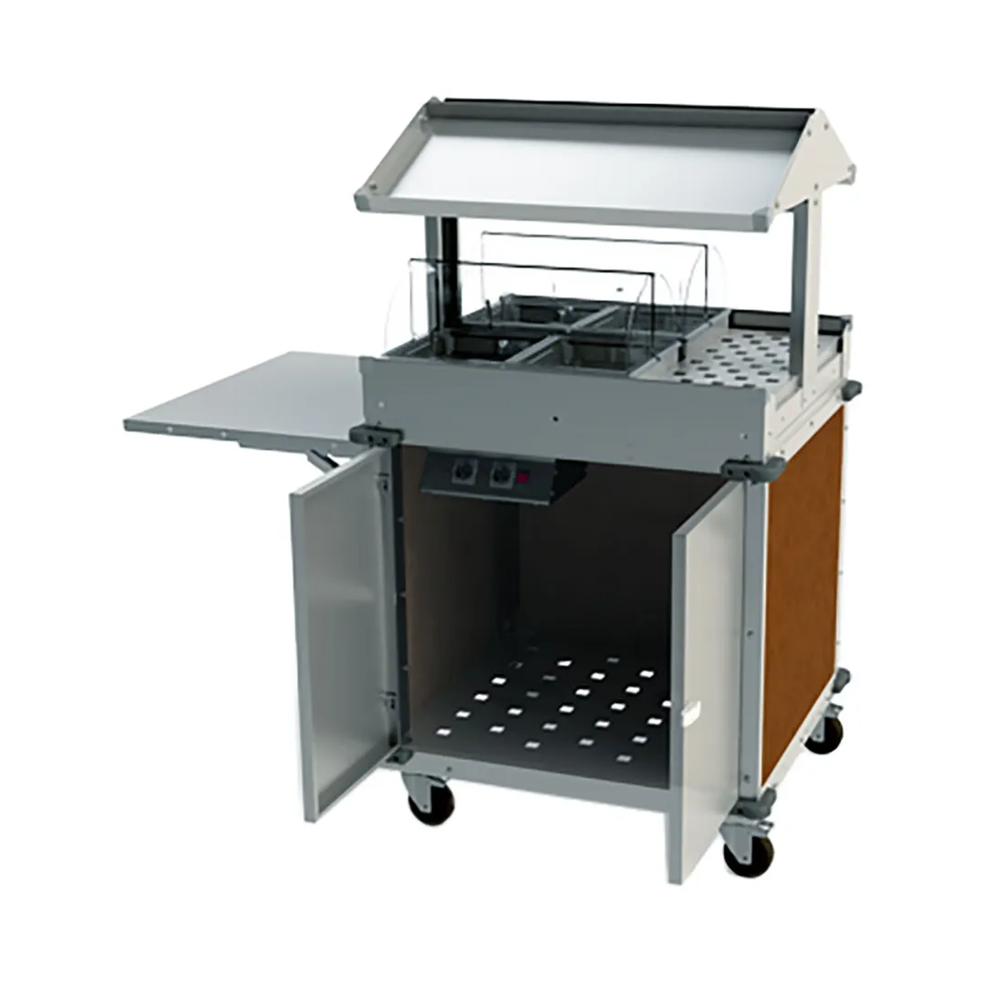 Cadco CBC-GG-2 MobileServ® Deluxe Grab & Go Merchandising Cart with (2) Heated Wells