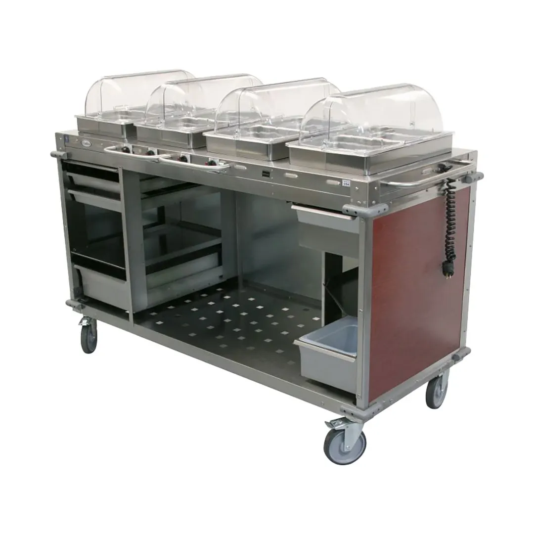 Cadco CBC-HHHH MobileServ® Mobile Hot Buffet Cart with (4) Hot Full Size Buffet Servers