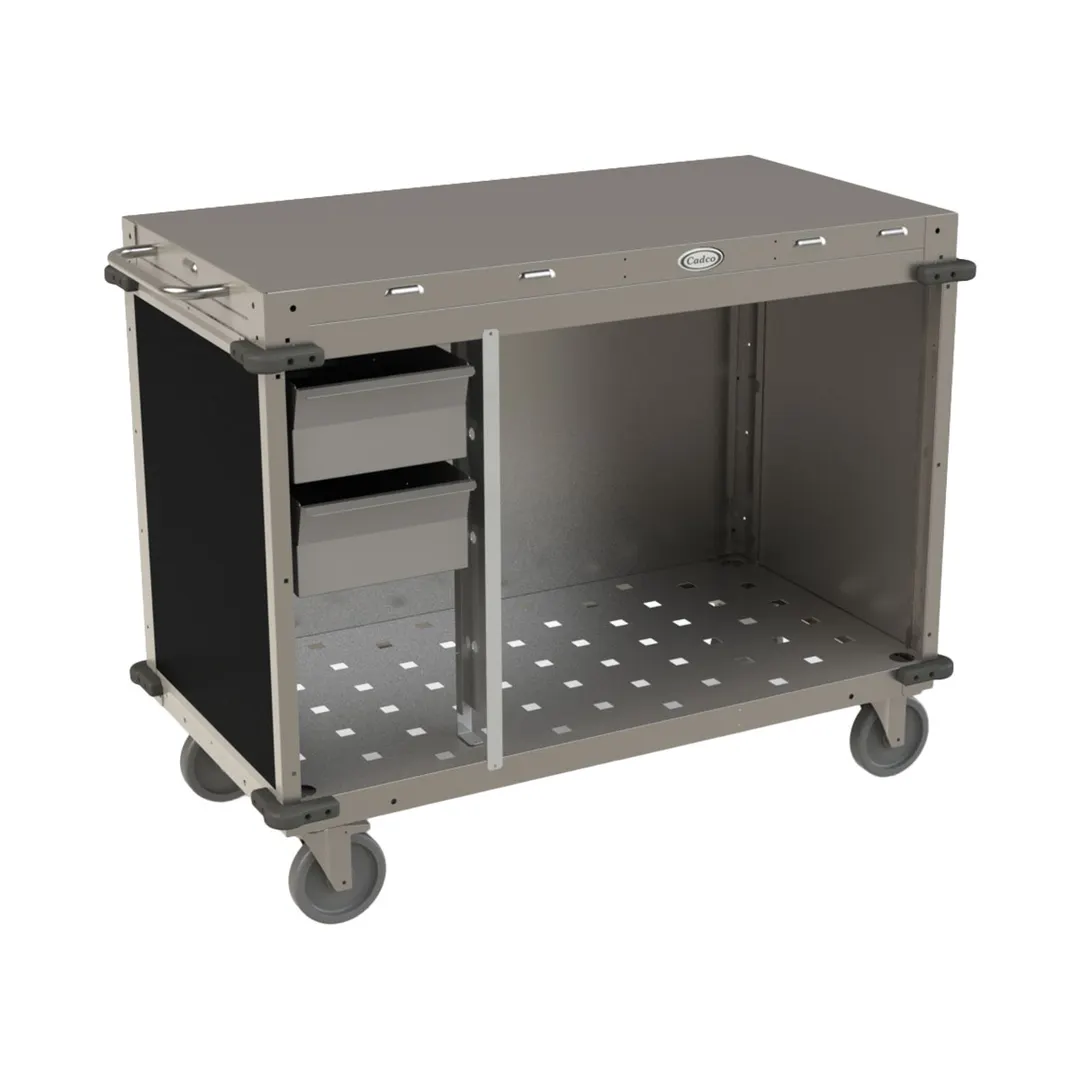 Cadco CBC-PHRX 52" Mobile Medium Demo/ Sampling Cart w/ Front Panel, (2) Handles, (2) Drawers