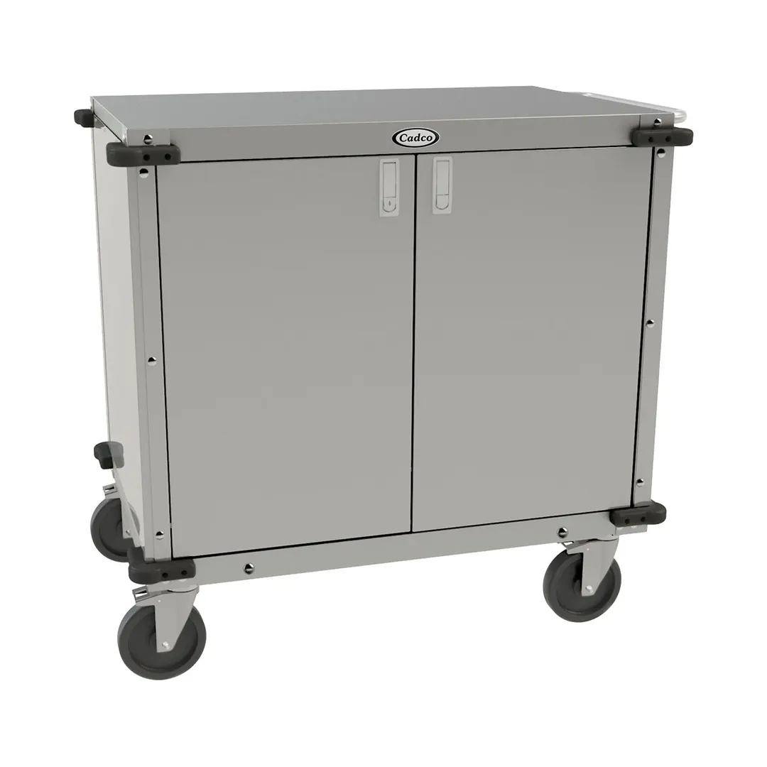 Cadco CC-LUC Stainless Steel Locking Utility Cart w/ Adjustable Storage Shelf & (1) Handle