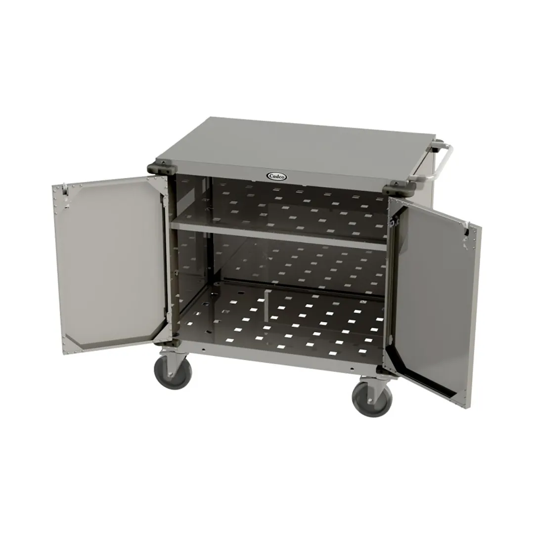 Cadco CC-LUC Stainless Steel Locking Utility Cart w/ Adjustable Storage Shelf & (1) Handle