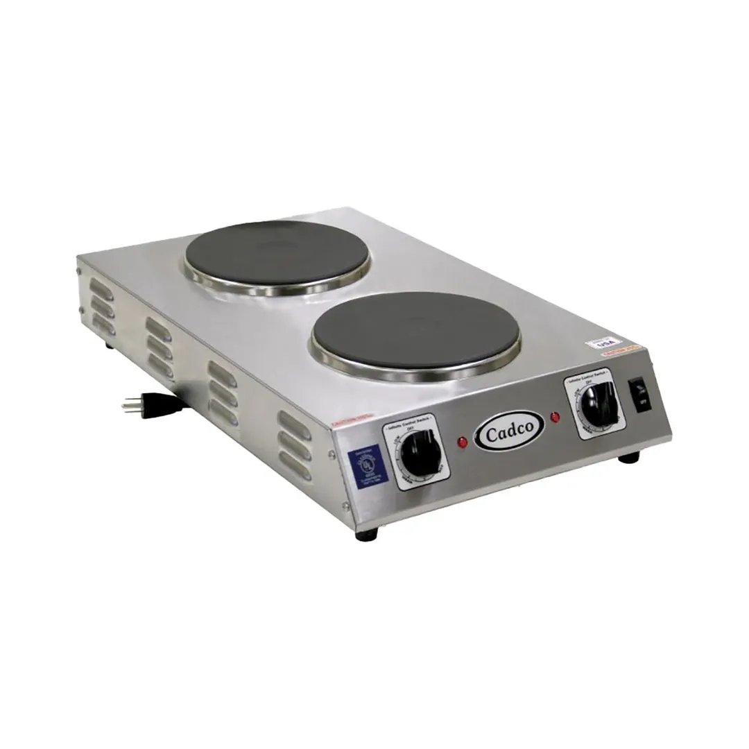 Cadco CDR-2CFB 13-1/5" Electric Countertop Hotplate w/ (2) Solid Burners, Vertical Design, 1.8 kW, 120V