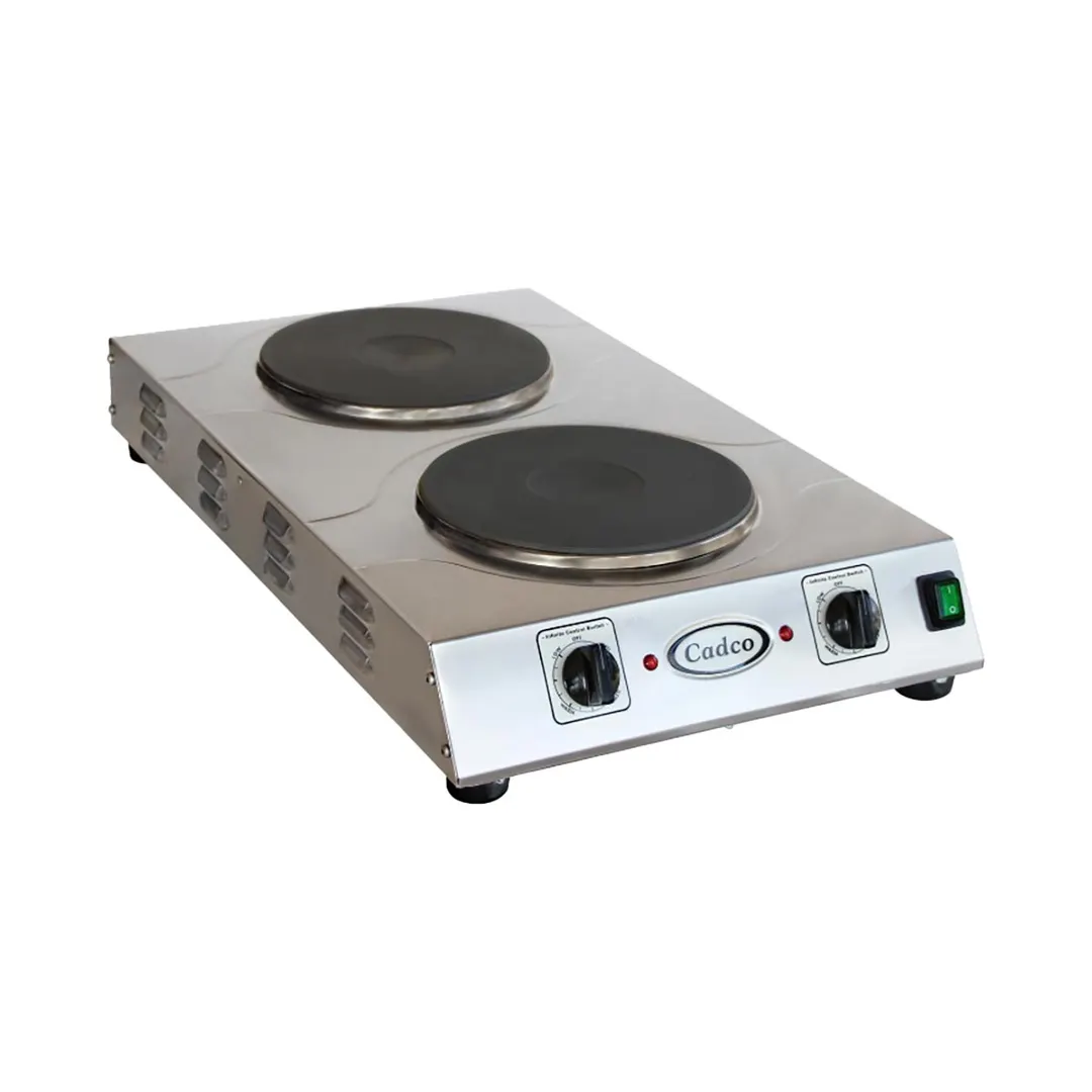 Cadco CDR-3K 15" Electric Countertop Hotplate w/ (2) Solid Burners, Vertical Design, 3.0 kW, 220V
