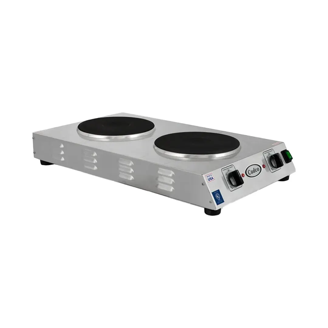 Cadco CDR-3K 15" Electric Countertop Hotplate w/ (2) Solid Burners, Vertical Design, 3.0 kW, 220V