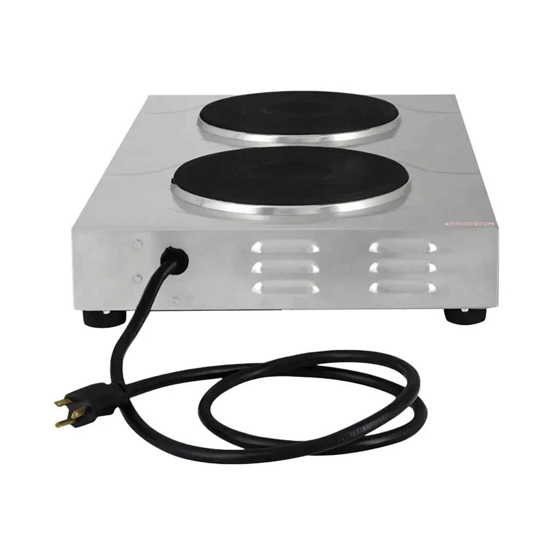 Cadco CDR-3K 15" Electric Countertop Hotplate w/ (2) Solid Burners, Vertical Design, 3.0 kW, 220V