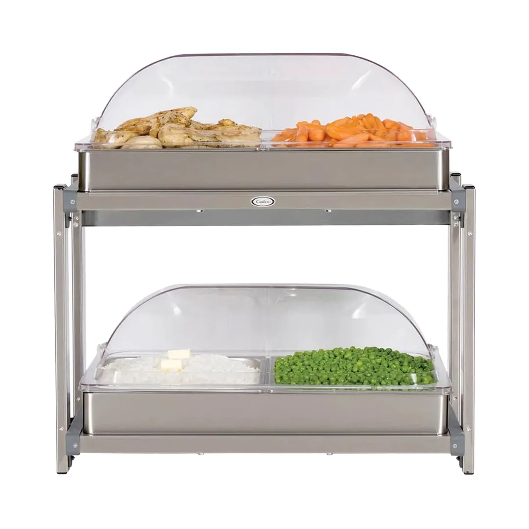 Cadco CMLB-24RT Multi-Level Electric Buffet Server w/ (2) 20-1/2" X 14" Stainless Steel Warming Surfaces