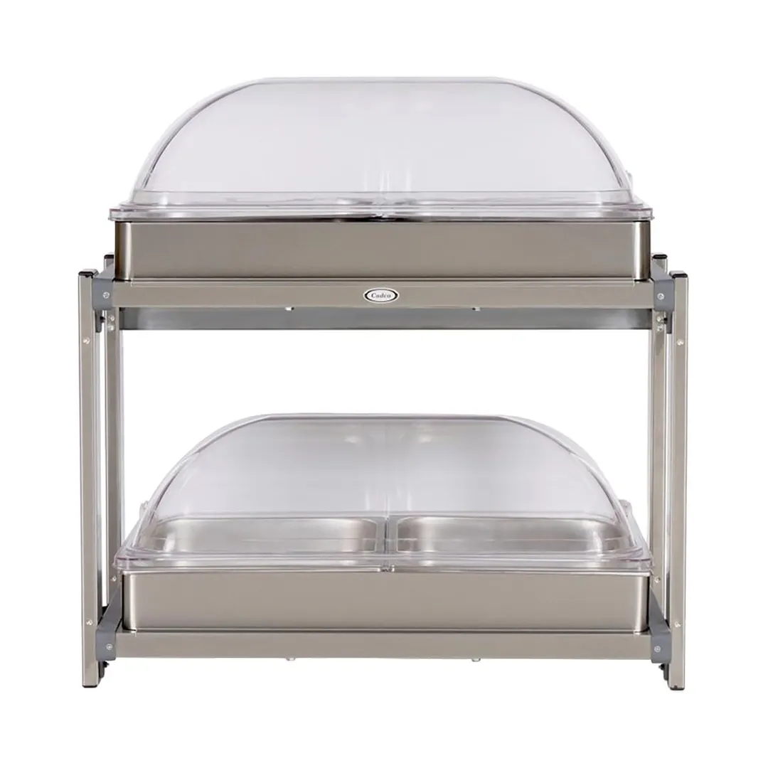 Cadco CMLB-24RT Multi-Level Electric Buffet Server w/ (2) 20-1/2" X 14" Stainless Steel Warming Surfaces