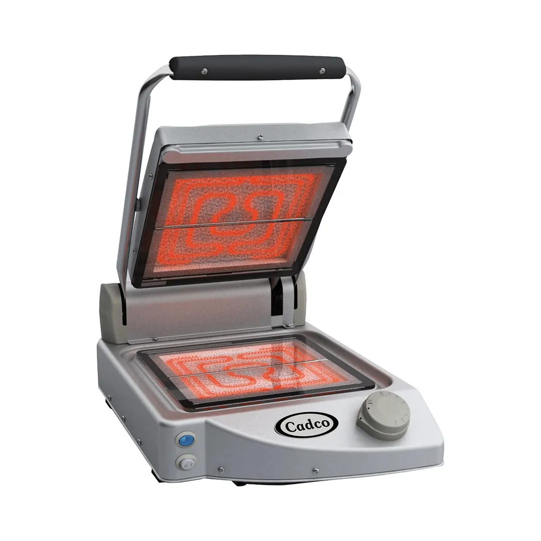 Cadco CPG-10FC(120) 13" Single Glass-Ceramic Clamshell Grill w/ Smooth Clear Plates, 120V
