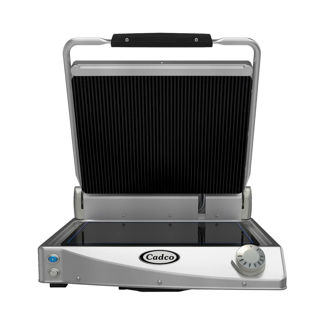 Cadco CPG-15(220) 19" Jumbo Glass/Ceramic Panini Grill w/ Grooved Top and Smooth Plates, 208/240V